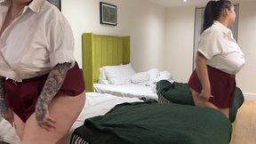 room mates get caught being naughty by head teacher role play maddison black