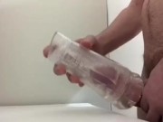 Fucking Clear Fleshlight with Sloppy Creampie