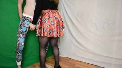 Ballbusting. Boy Cums from kick mistress. Kisses and knees