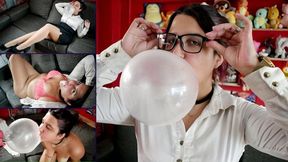 Secretary in pantyhose loves bubblegum - Bunny Looner