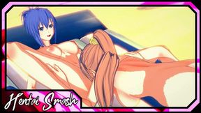 Kaede Sakura and Natsuru Senou have lesbian sex on the beach - Kampfer Hentai