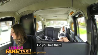FemaleFaketaxi Busty blonde licks her first pussy