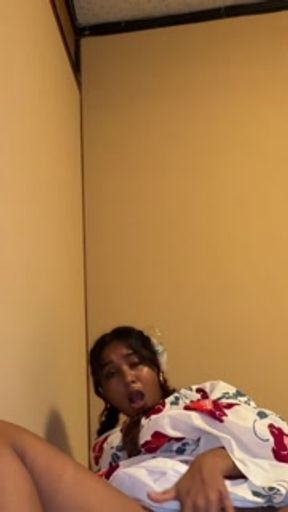 Horny petite desi masturbating in a kimono