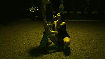 Beautiful whore sucking my dick in the park