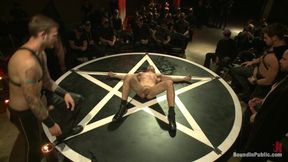 Horny Crowd Torments Bound Muscled Stud for Bip's Pre-halloween Party