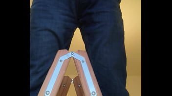 Peeing on the wooden ladder
