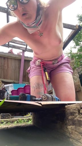 Epic moment from &quot;Outdoors topless DIY with hippy MILF Rachel Wriggler&quot;