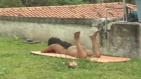 Outdoor fuck with a busty brunette sexy and horny t-girl