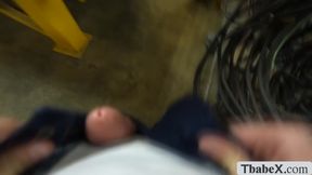 TS Ebony and boss suck the big cock of co worker
