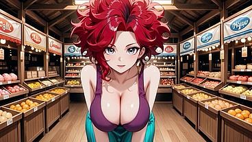 Red Hair Purple Lingerie Big Tits Supermarket Filled Until Ahegao Collapse