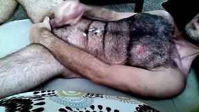 Hairy Horny Daddy Strokes His Big Cock