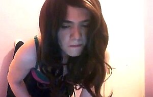 Femboy Twink Strokes on Webcam