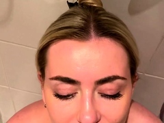 Blonde amateur blowjob POV in public