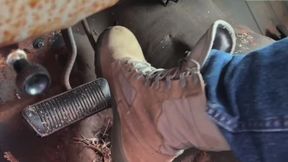 Tactical boots pedal pump and jack-off session