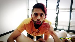 camilo brown sucking your cock deepthroat and drinking your cum load pov
