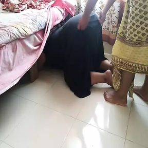 Sexy burka and hijabi stepmom with big ass gets stuck cleaning under bed then stepson helps her with ass fucking - MILF