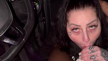 Maddison black sucks cock again in her car and nearly got caught