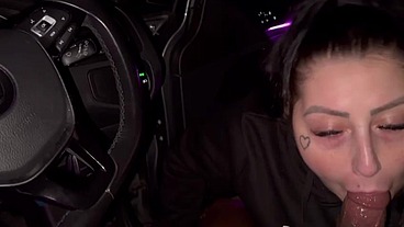 Maddison black sucks cock again in her car and nearly got caught