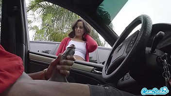 Dick Flash! Cute Teen Gives Me Hand Job in Public Parking Lot after She Sees My Big Black Cock