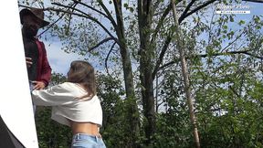 lili charmelle - cowgirl fucking in public outdoors - behind the scenes