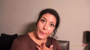 Busty landlady catches you with her panties and sucks your cock