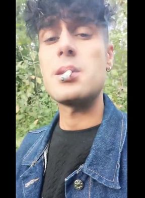 Smoking Cigarette, Moaning, Cumshot Outdoors