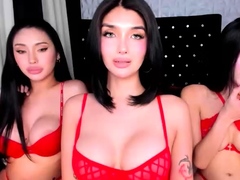 Big Tits Tranny Jerking her Big Hard Cock