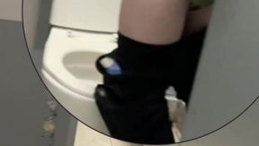 boy opens cubicle and catch his friend peeing (in a club s public toilets)
