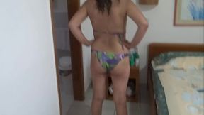 On the beach I masturbate fully while looking at my stepmother and she asks me to cum