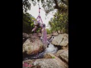 Tattoo Girls Shibari Suspension on public beach in thailand - Bondage BDSM