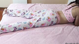 My Provocative Great Niece clothed inside pink Alone at home