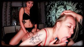 Double Penetration For Our Girlfriend! Surprise Strapon Fucking While She Tries To Suck - Pov