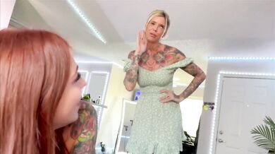 Stepmom corrupts innocent girlfriend how to suck and fuck thick tattooed milf threesome caught on camera
