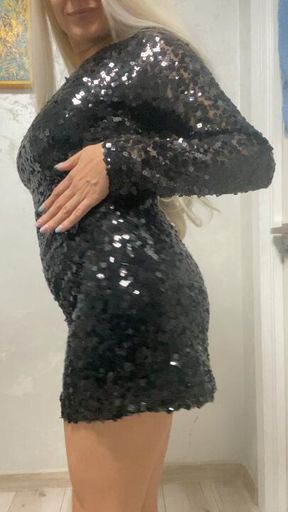 Beautiful striptease and naked body with big tits!