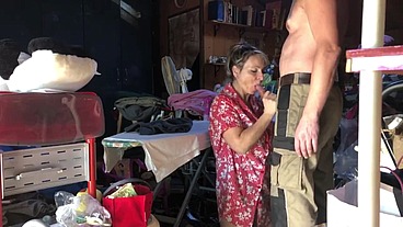 Let me finish ironing, come on you know I can't resist if I see your big cock