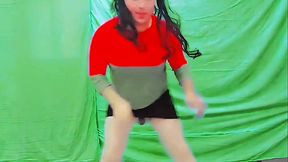 Stunning femboy showing off legs in shiny tights