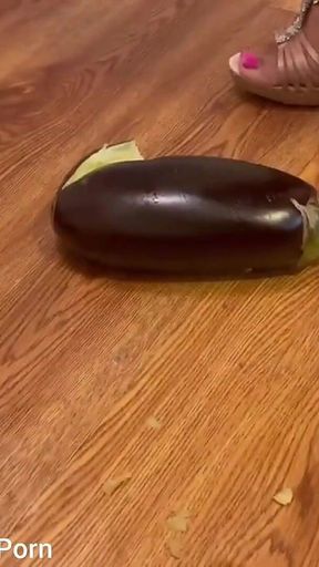 Squashing Eggplant with My Sexy High Heels