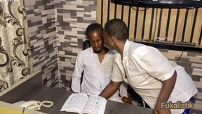 Sweet horny Ebony big ass student fucks bbc teacher in office