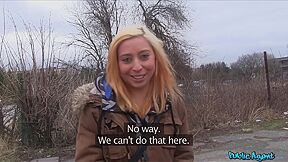 Innocent Redhead Teen 18+ Bends Over For Cash - Outdoor Sex For Money