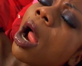 Perfect Ebony French Babe Eating Cum After Perfect Blowjob