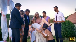 BRIDE4K. Blonde bride with natural tits enjoyed a good fuck on her kinky wedding