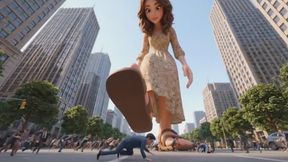 Unaware Giantess Emma stepping over tinies (3D animation)