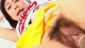 Nasty japanese  with hairy cunt is riding on big cock