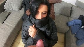 milfycalla - a lot of pee, golden shower, farting and cum on my new downjackets