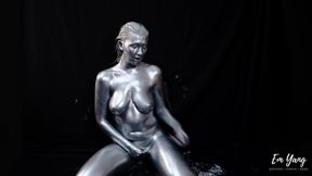 Full Body Silver Body Paint Application & Solo Play