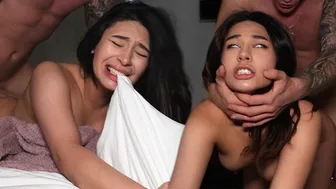 Hot Brunette Submissive Screams During Rough Interracial Fuck