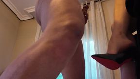 Crossed leg ballbusting from below then above