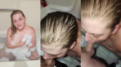Bubble bath blowjob blows cum thick milf deep throat shocker