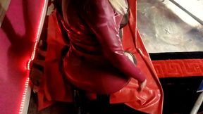 P1 LATEX REDWINE COLOUR OUTFIT DEEP THROAT WITH SUB MALE IN FAKE BOOBS AND A GORGEOUS BIG SHEMALE ASS AND COCK POUNDING HIS THROAT