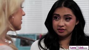 Milf stepmom spanks and licked by busty latina stepdaughter